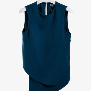 Opening Ceremony Teal Asymmetric Crepe Top